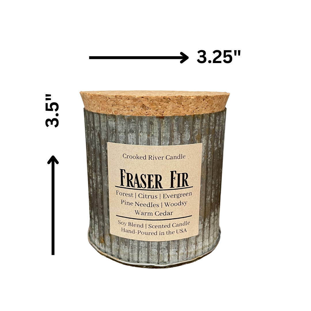 Fraser Fir | Rustic Farmhouse Tin | Soy Candle | Wood Wick