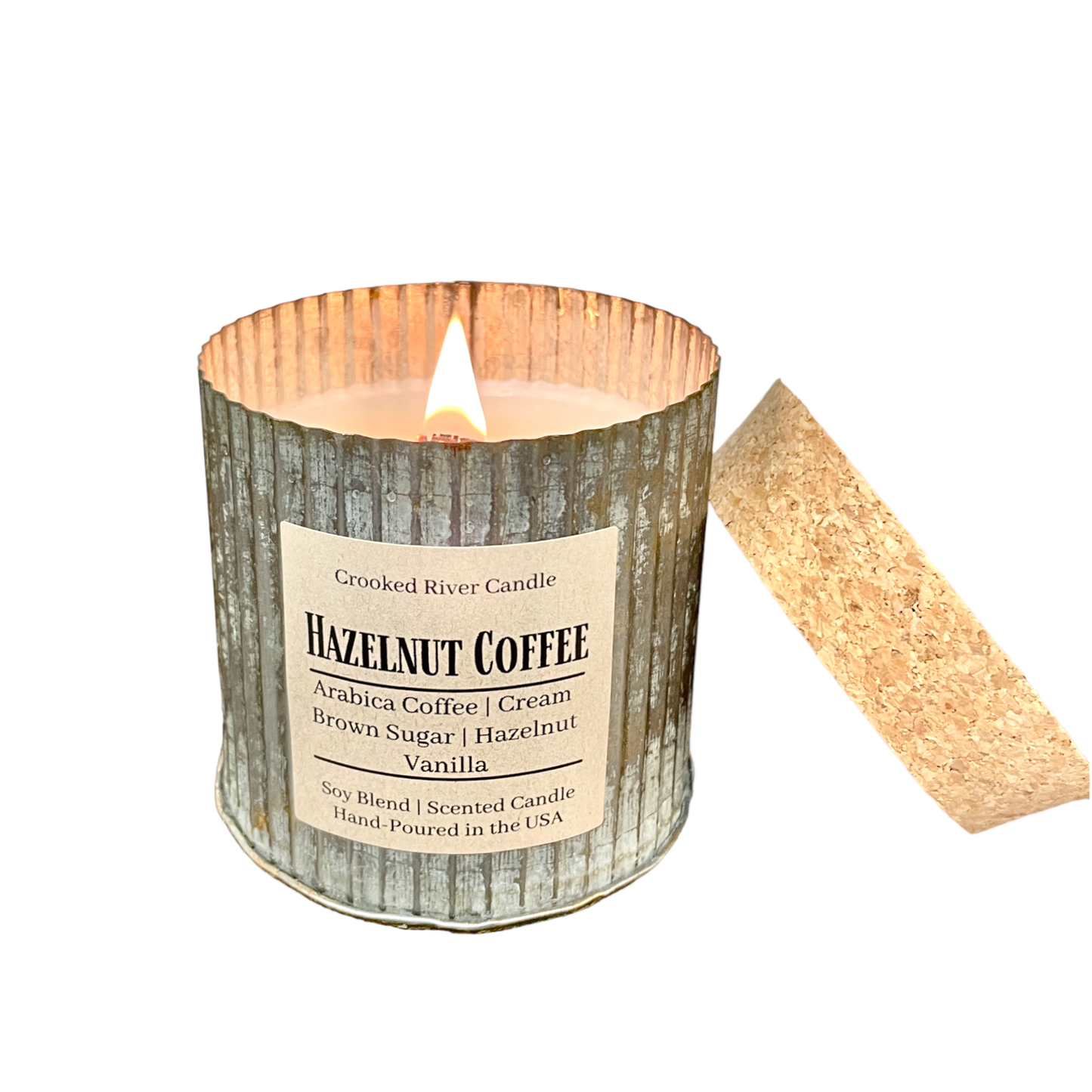 Hazelnut Coffee | Rustic Farmhouse Tin Candle | Wood Wick