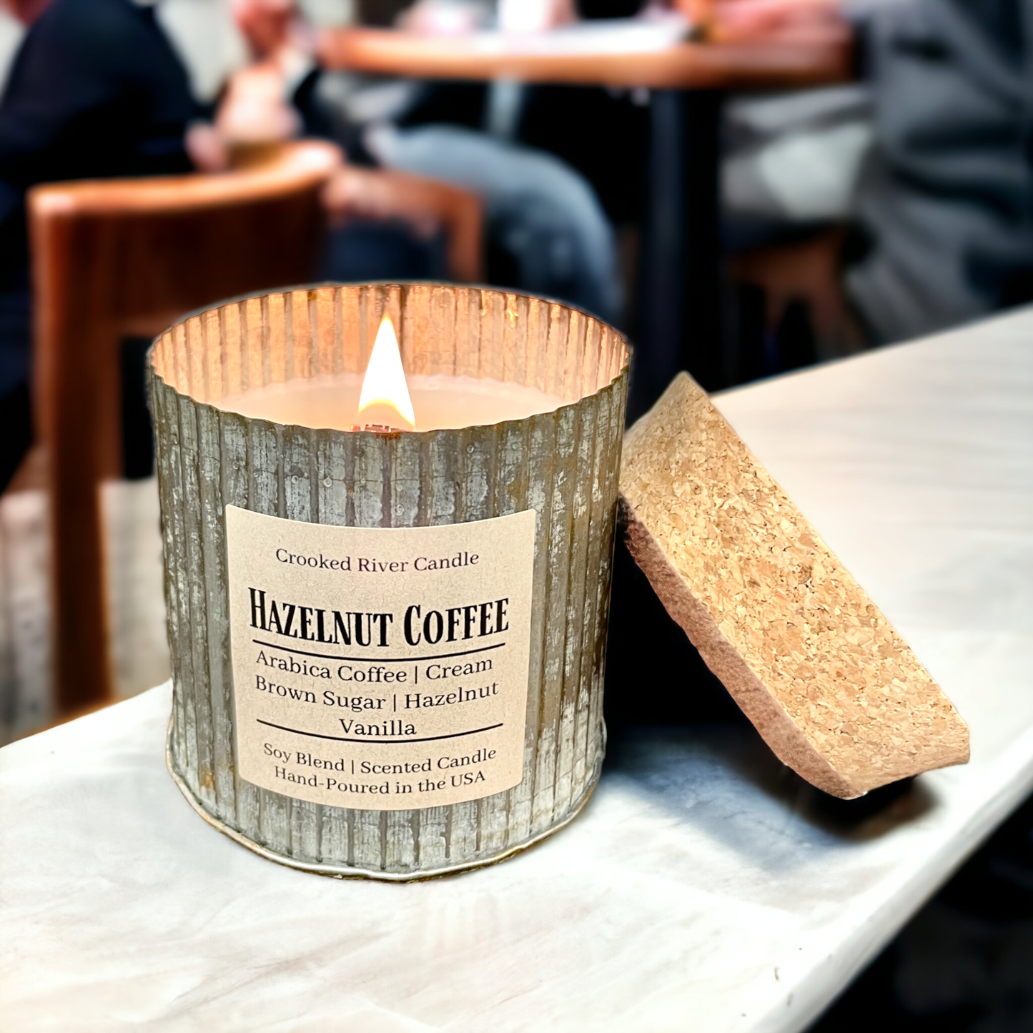 Hazelnut Coffee | Rustic Farmhouse Tin Candle | Wood Wick