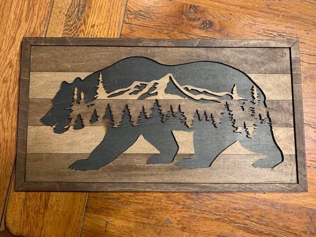 Rustic Bear, Rustic Home Decor, Wooden Animal Plaque