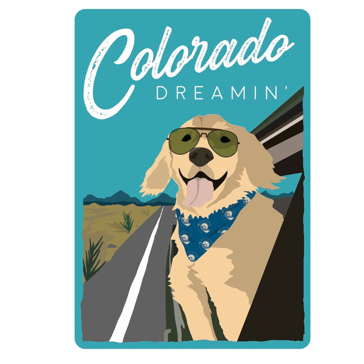 Dog on the Road Sticker