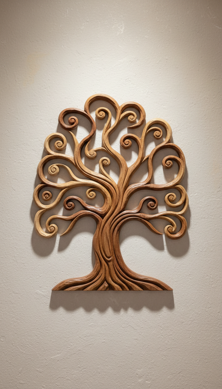 Hand-Carved Timber Wall Accent
