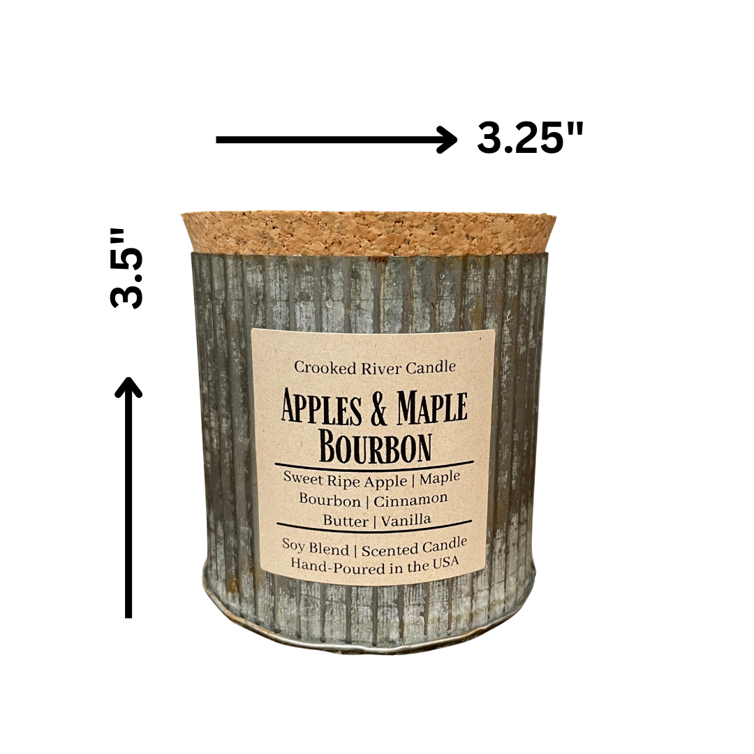 Apples & Maple Bourbon | Rustic Tin Soy Candle | Wood Wick