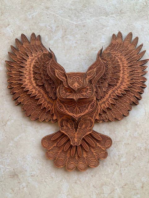 Rustic Owl Wooden Wall Hanging - Multi Layer - Home Decor -