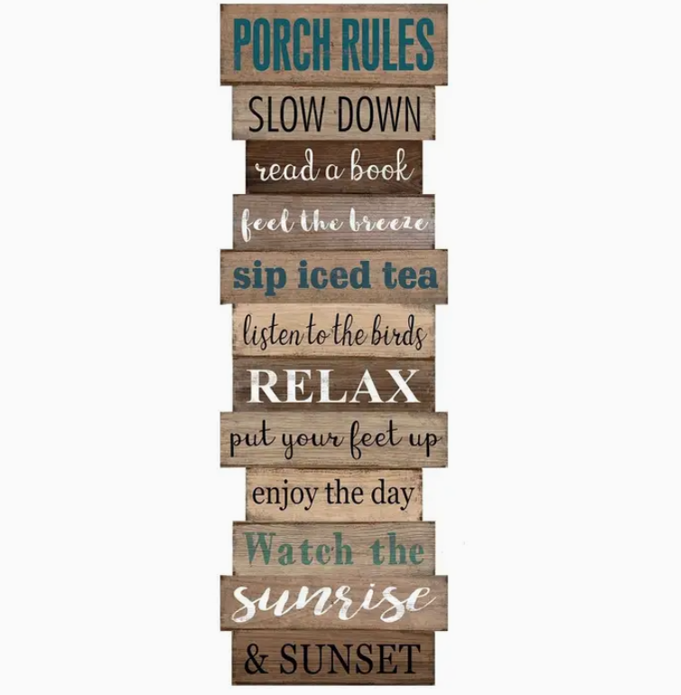 Porch Rules Vintage Wooden Sign