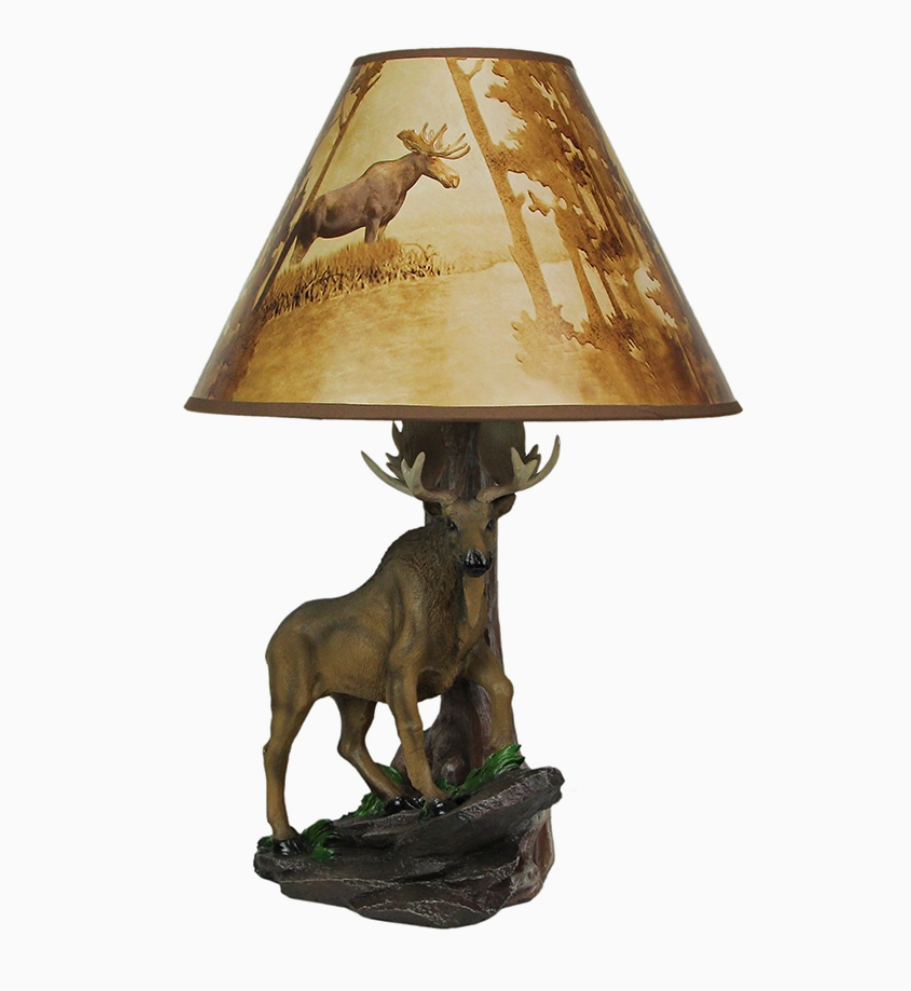 North American Bull Moose Table Lamp w/ Shade