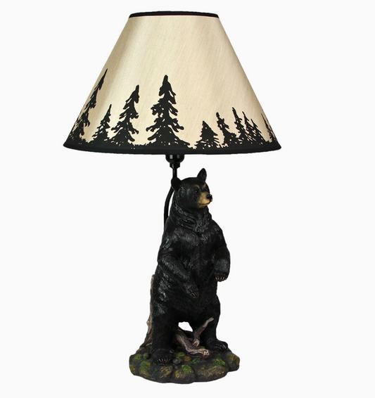 Standing Grizzly Bear Table Resin Lamp Forest Shade