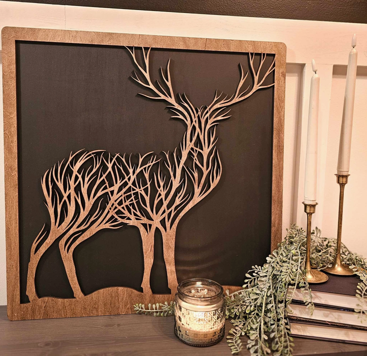 Large 22" Woodland Deer Wall Decor Art Sign