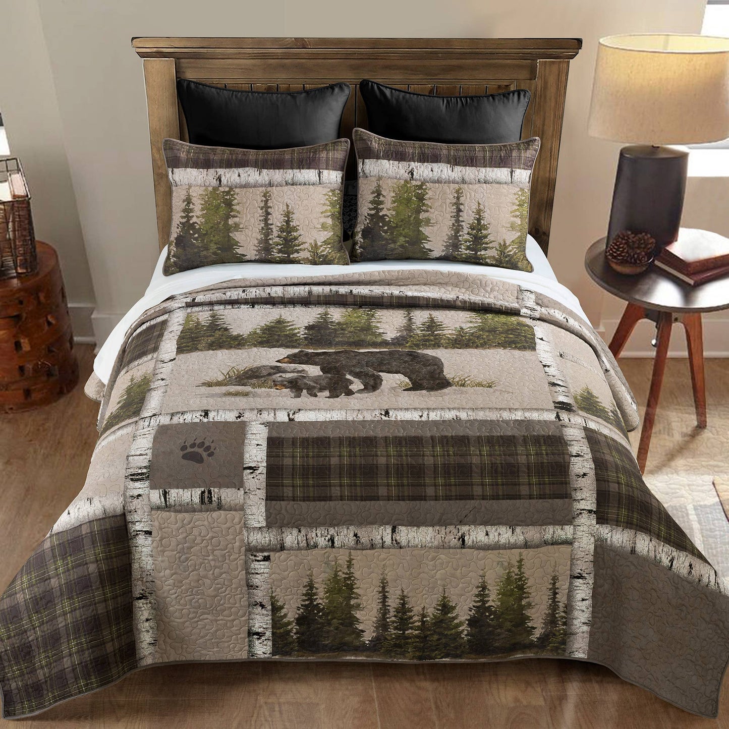 Bear Panels 3pc Quilted Bedding Collection