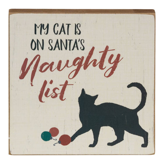 My Cat Is On Santa's Naughty List Square Block