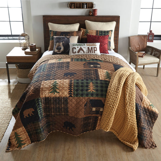 Brown Bear Cabin Lightweight Quilted Bedding