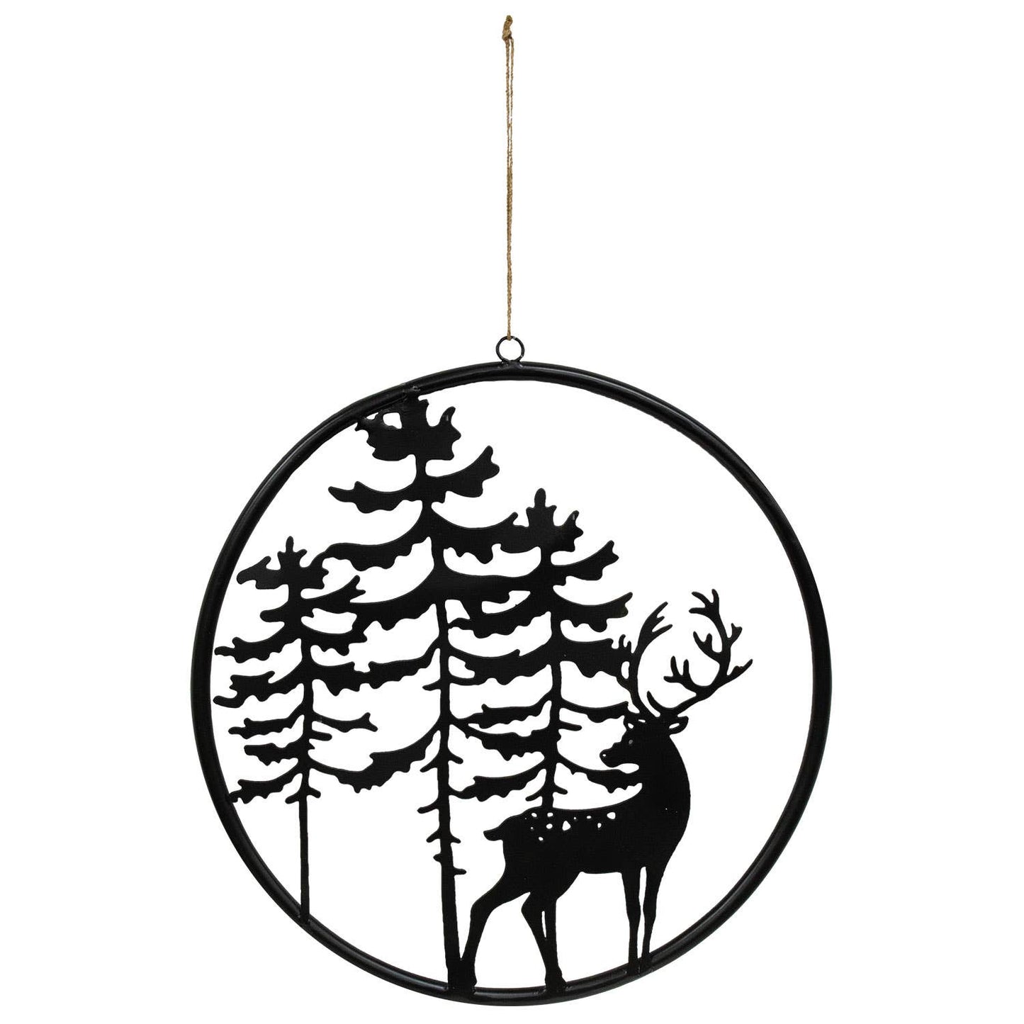 Cast Iron Reindeer in the Woods Silhouette Hanger