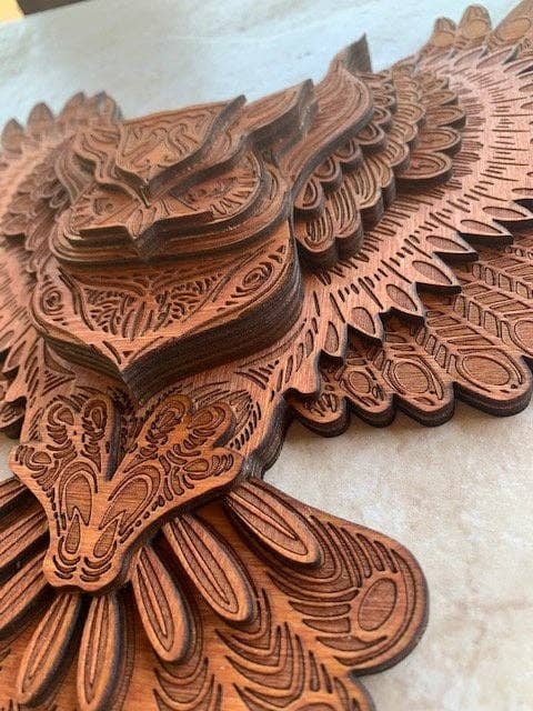 Rustic Owl Wooden Wall Hanging - Multi Layer - Home Decor -