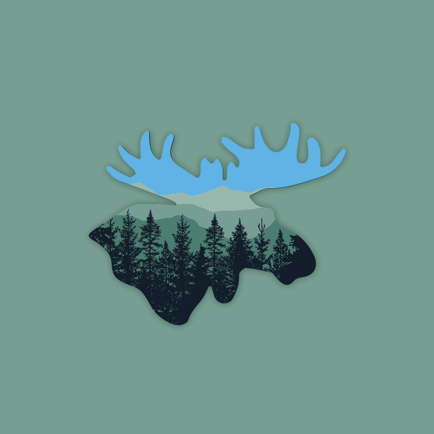 Mountain Moose Sticker