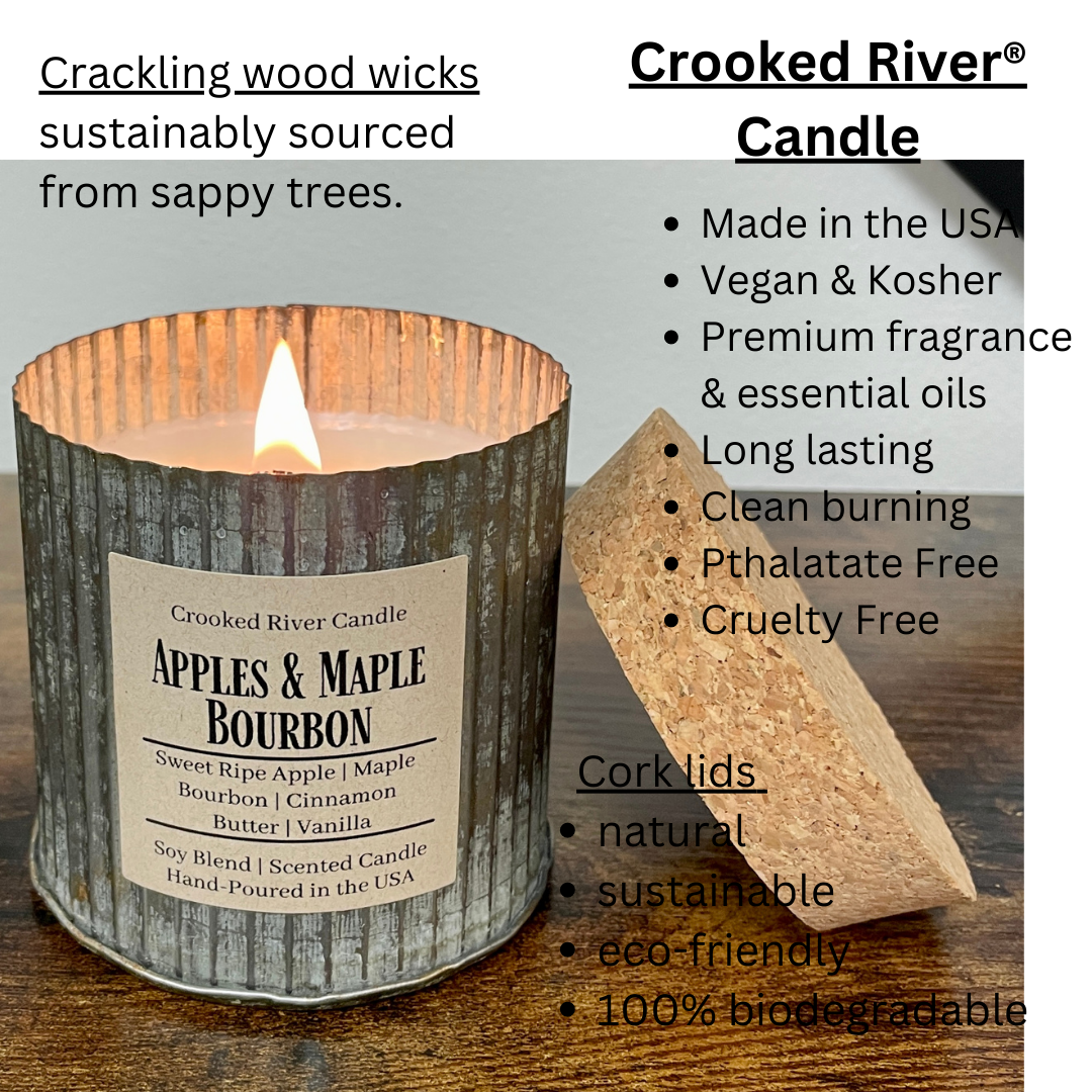 Apples & Maple Bourbon | Rustic Tin Soy Candle | Wood Wick