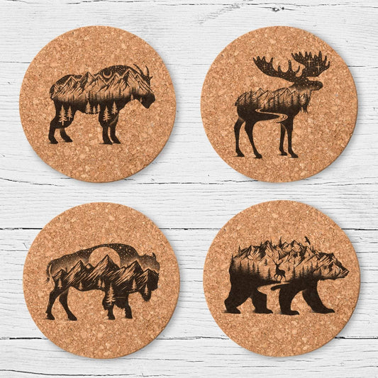 Animal Landscapes Cork Coaster Set