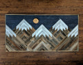 Rustic mountain wood wall art with night sky