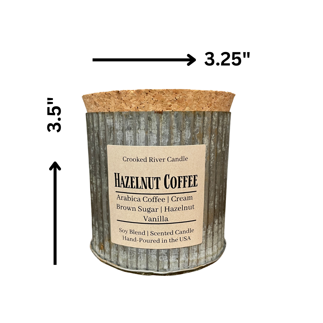 Hazelnut Coffee | Rustic Farmhouse Tin Candle | Wood Wick