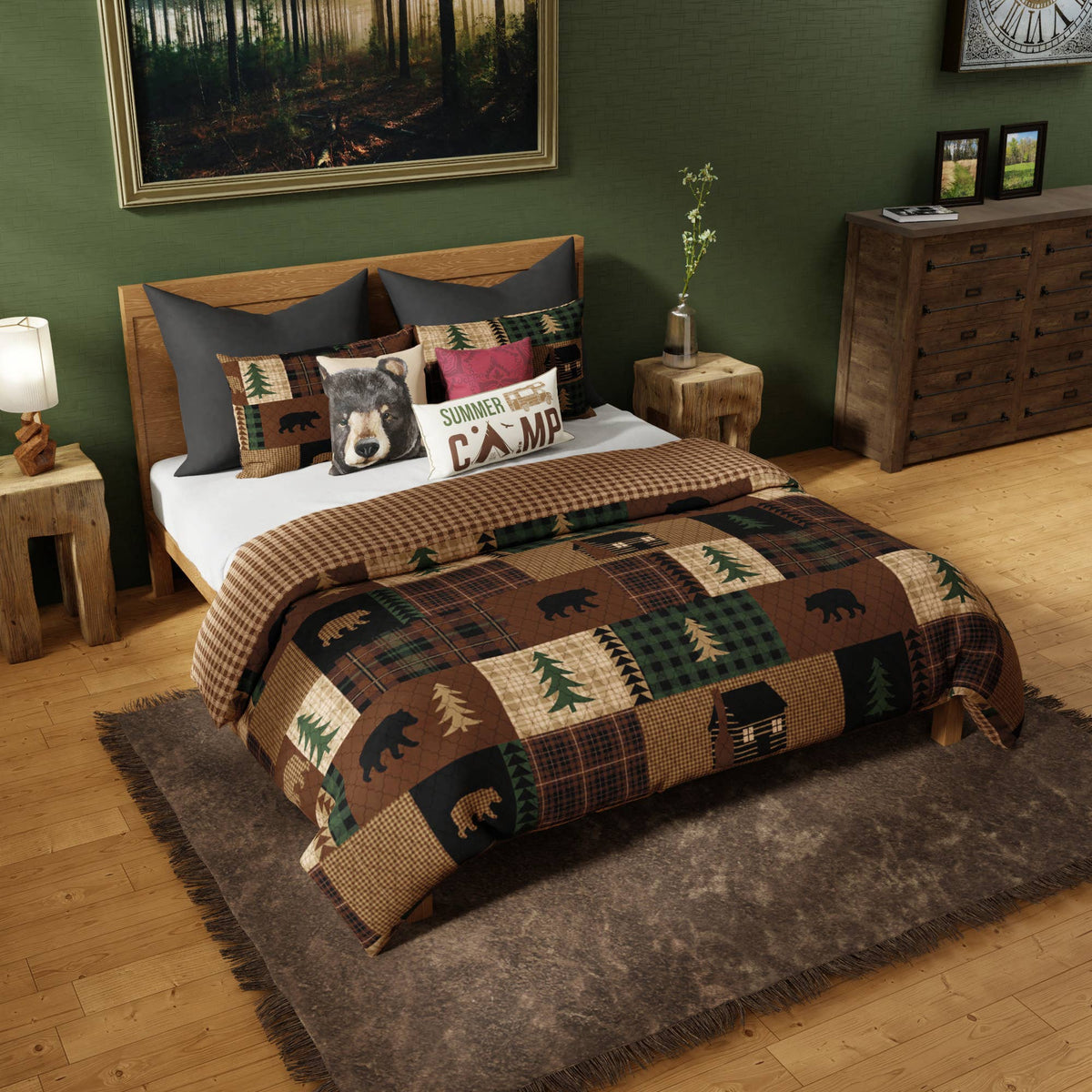 Brown Bear Cabin Lightweight Quilted Bedding