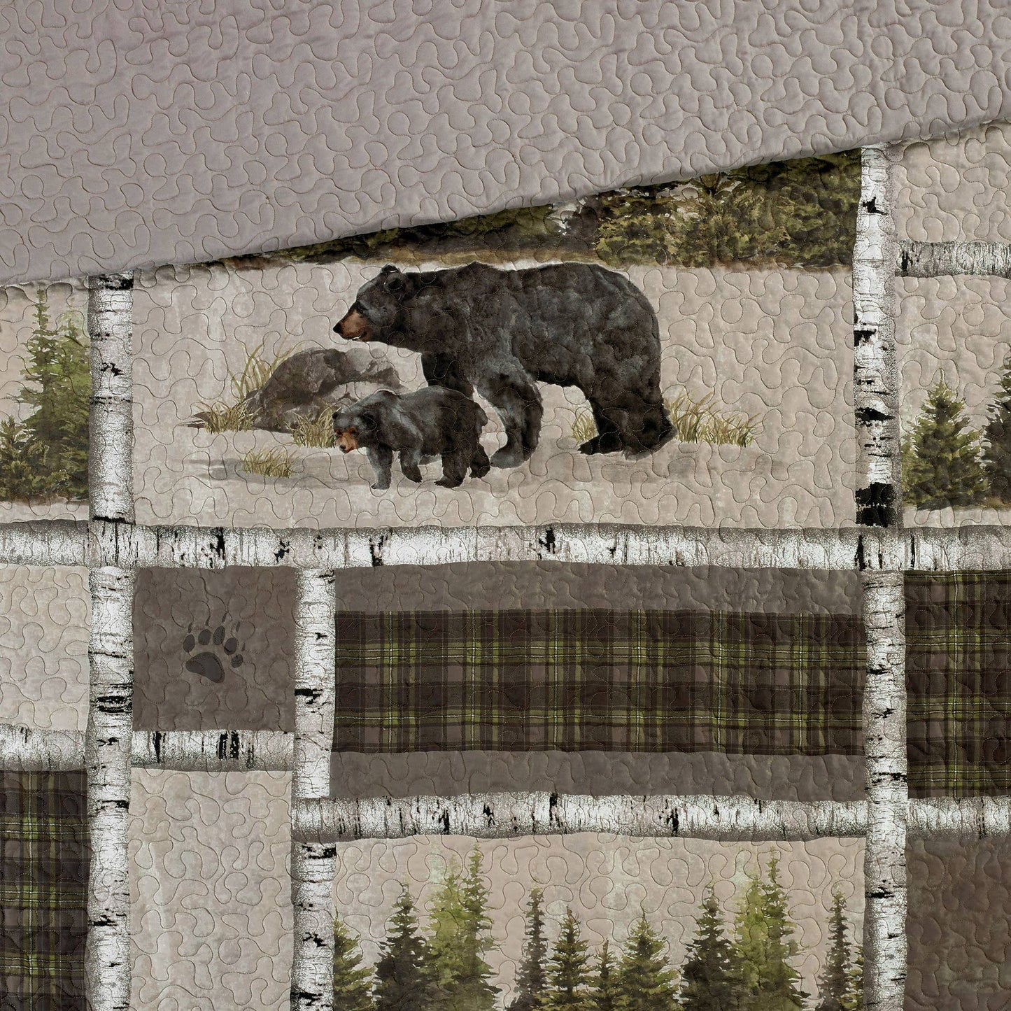 Bear Panels 3pc Quilted Bedding Collection