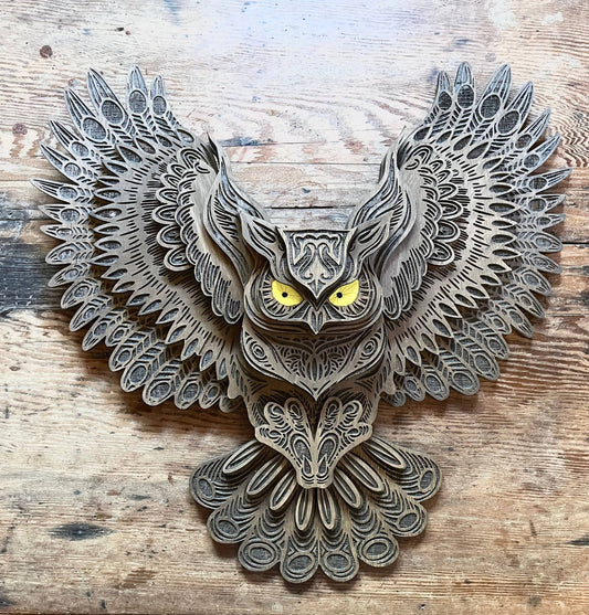 Rustic Owl Wooden Wall Hanging - Multi Layer - Home Decor -