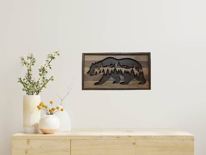 Rustic Bear, Rustic Home Decor, Wooden Animal Plaque