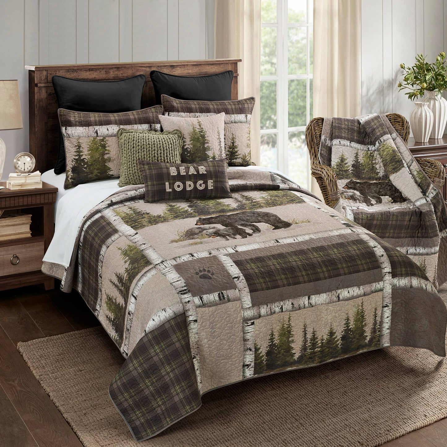 Bear Panels 3pc Quilted Bedding Collection